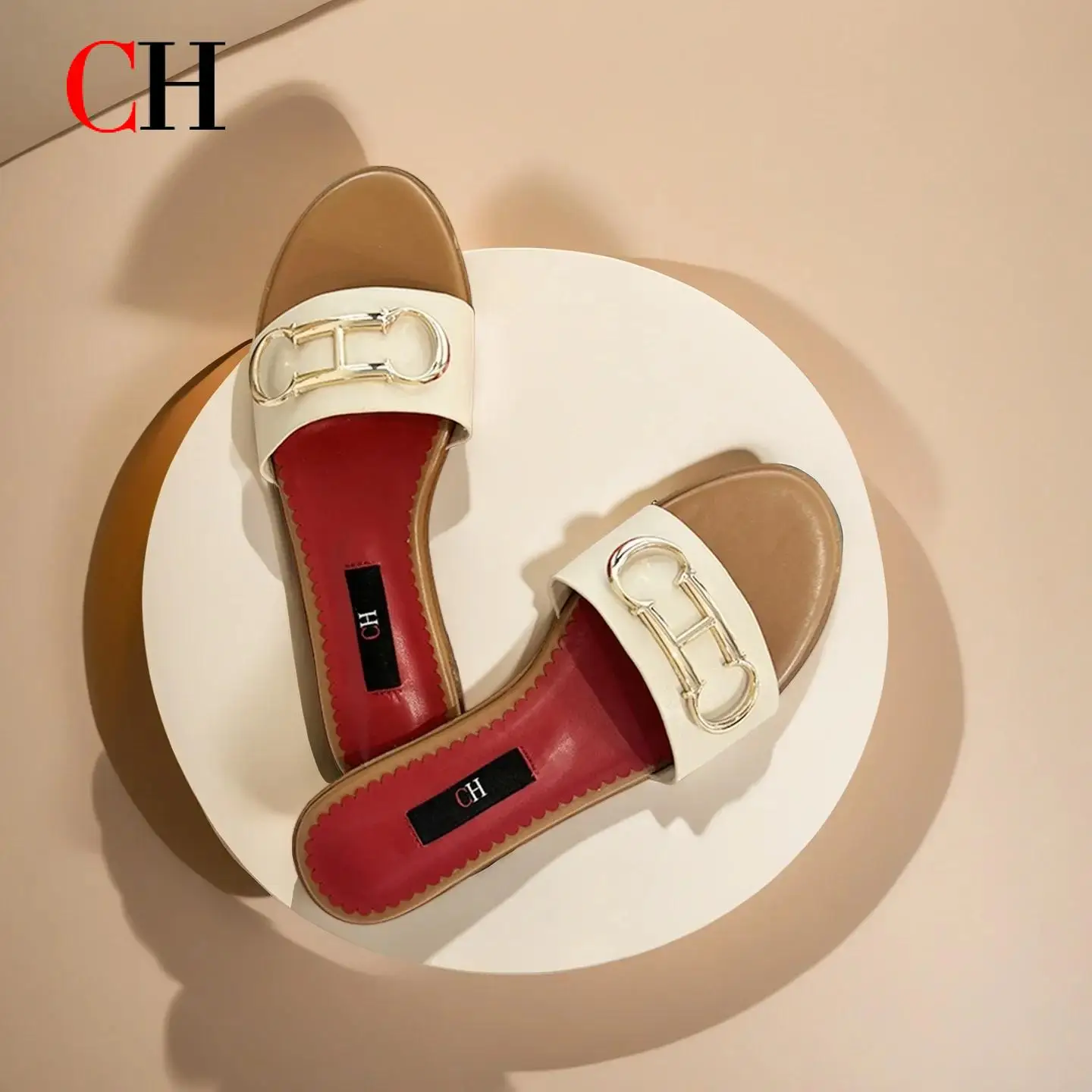 

CH 2025 Summer New Women's Leisure Sandals Women's Slippers Simple Solid Colour Design Daily Style Fashion Women's Slippers