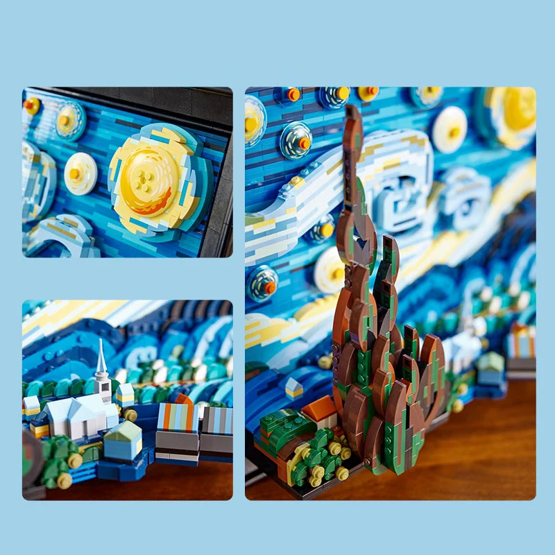 

2025 New Van Gogh Starry Night oil Painting Assembly Building Blocks Toy Model Creative Series Gifts for Boys and Girls Starry