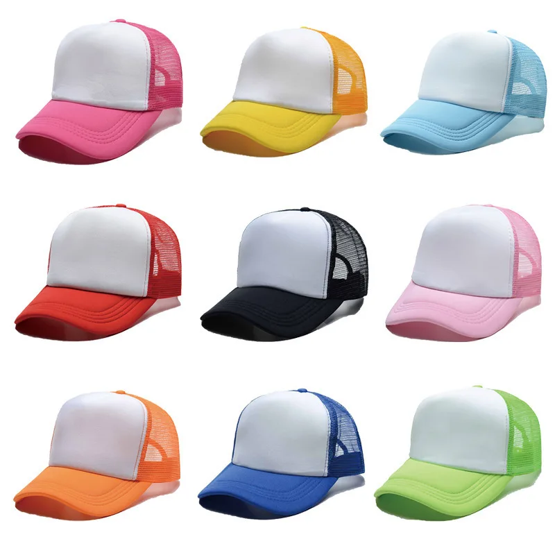 Trucker Hat Fashion Solid Color Baseball Cap for Men & Women DIY Printed Advertising Sun Hat Breathable Mesh Snapback Casual