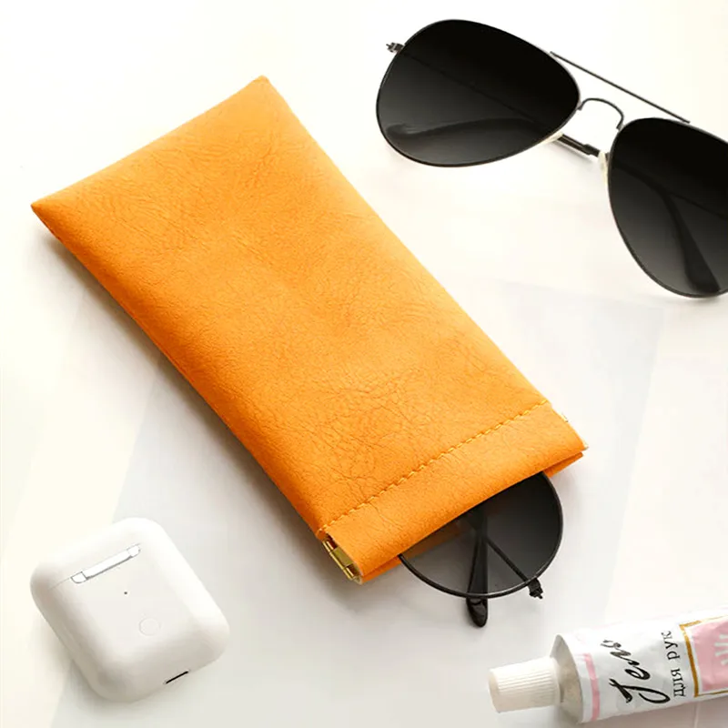 Zipper Sunglasses Case Fashionable  Pu Leather Glass Case Pouch  Mobile Phone Wallet  Protective Glasses Box Wholesale 9X18cm