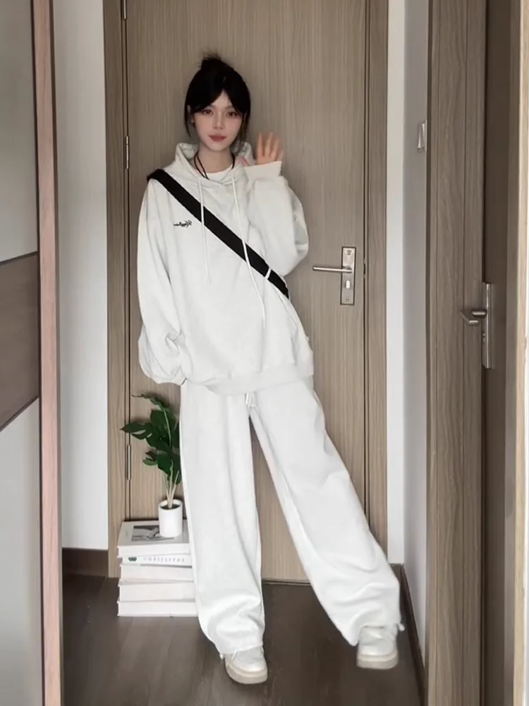 المرأة حجم كبير المخملية هوديي + فستان أطفال مع سروال داخلي سميكة الخريف الشتاء ملابس رياضية عادية قطعتين الزي للطلاب والعدائين #5