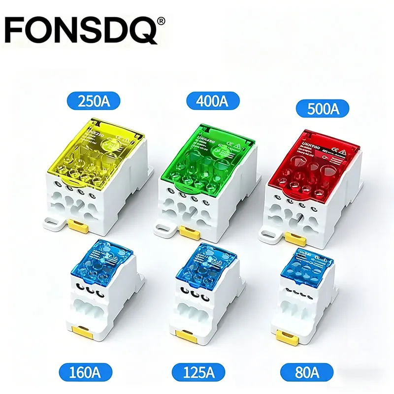 UKK High-Current Single-Stage Splitter Box Wire Connector Multi-Outlet Terminal Block Rail for Household