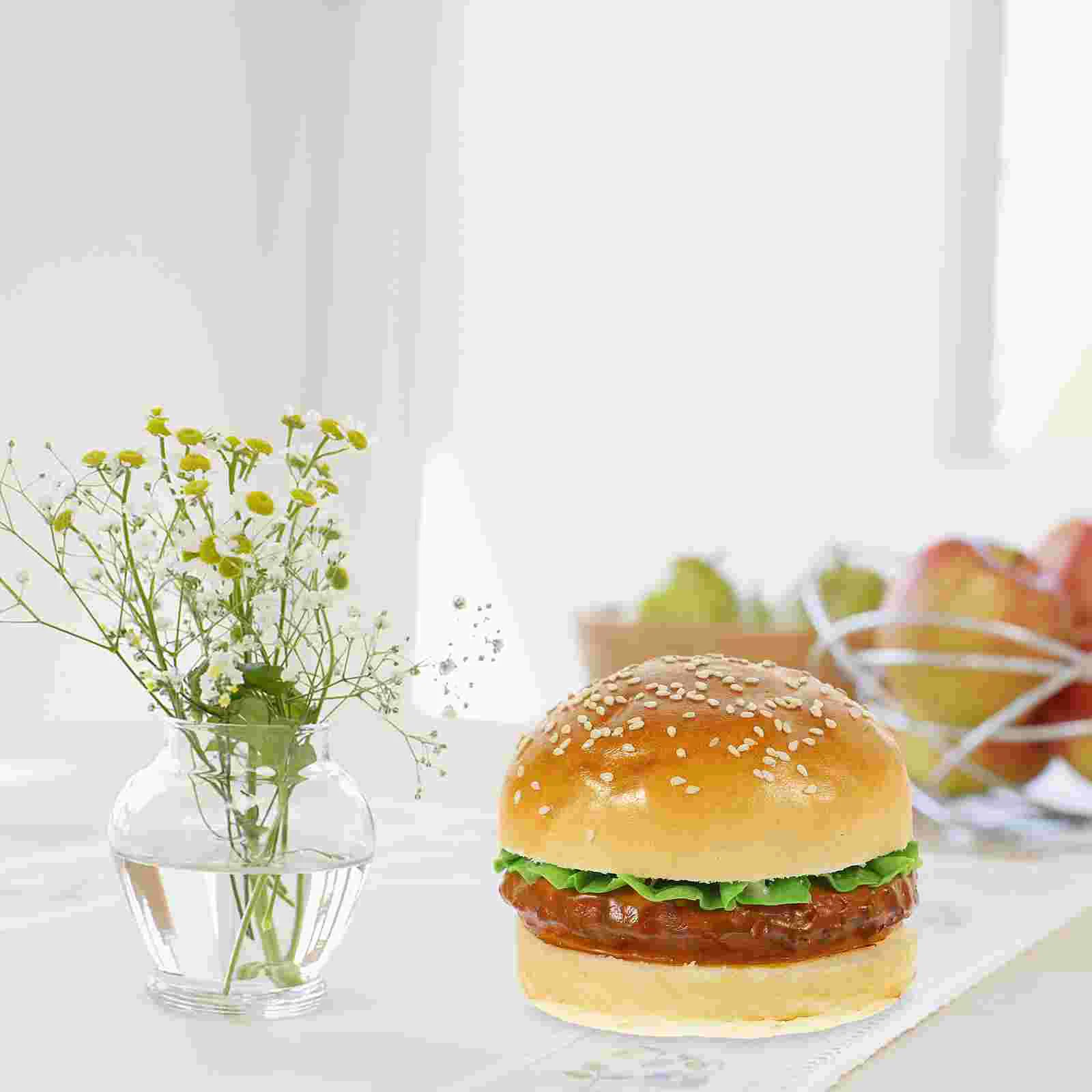 Simulated Hamburger Model Fake Figurine Fast Food Photo Prop Decor Toy Desktop Ornament Photography Artificial Bread