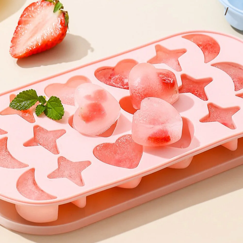 

2pcs Cube Trays Food Grade PP Silicone Pp Silicone Ice Tray Molds Star Moon Heart Shape Ice Cubes Freezer Kitchen Bar Tools