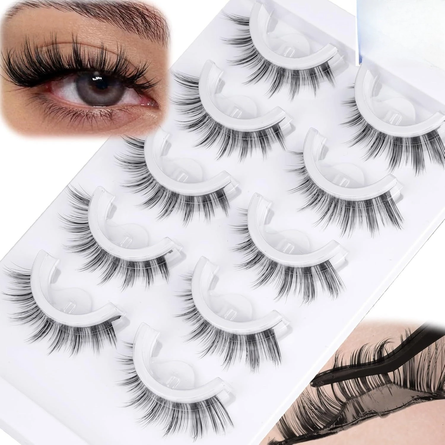5 Pairs Pre glued half lashes Women Natural Japanese Serious Makeup Short Thin Eye Lash Extension Cosplay False Eye Lashes