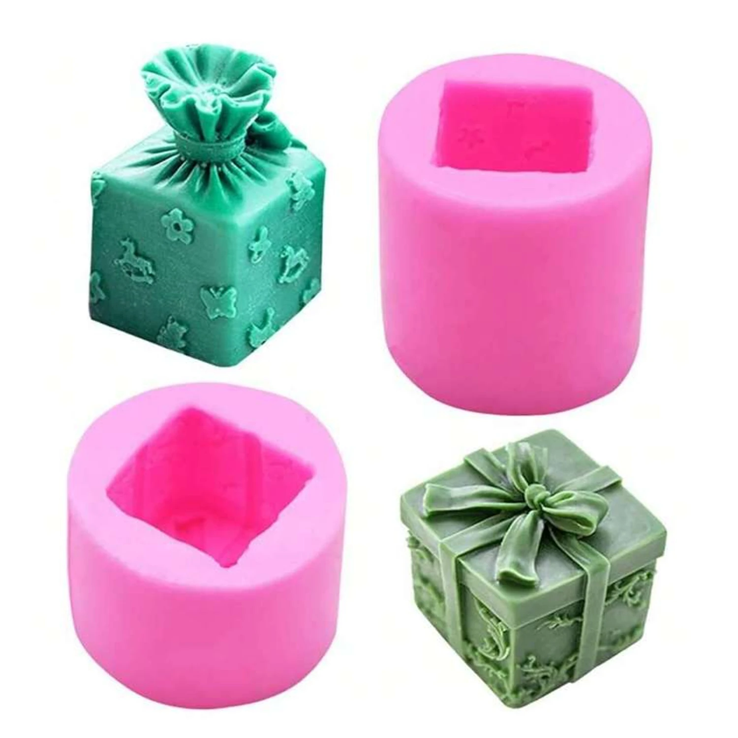 Christmas Silicone Candle Mold Gift Box Shape Diy Aromatherapy Candle Gift Silicone Mold Drop Plaster Flip Candle Making Tool