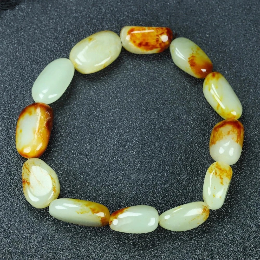 

Natural Xinjiang Hetian jade rough stone bracelet for men and women, a festival gift for family