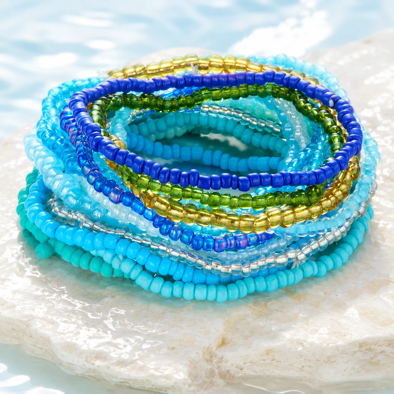 Resin Bangle Bracelet - 16/20 pçs boêmio verão praia arroz