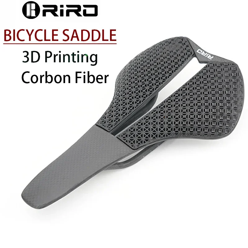 RIRO 3D Printed Ultralight Bicycle Saddle Carbon Fiber Hollow Road Bike Seat Cushion Comfortable MTB Gravel Cycling Seat Parts