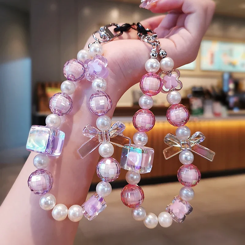 

Женский шнурок, короткий шнурок на запястье, ручной бисер, бриллиантовый бисер, подвеска с хрустальным бантом, Круглый бисерный подвесной ремень