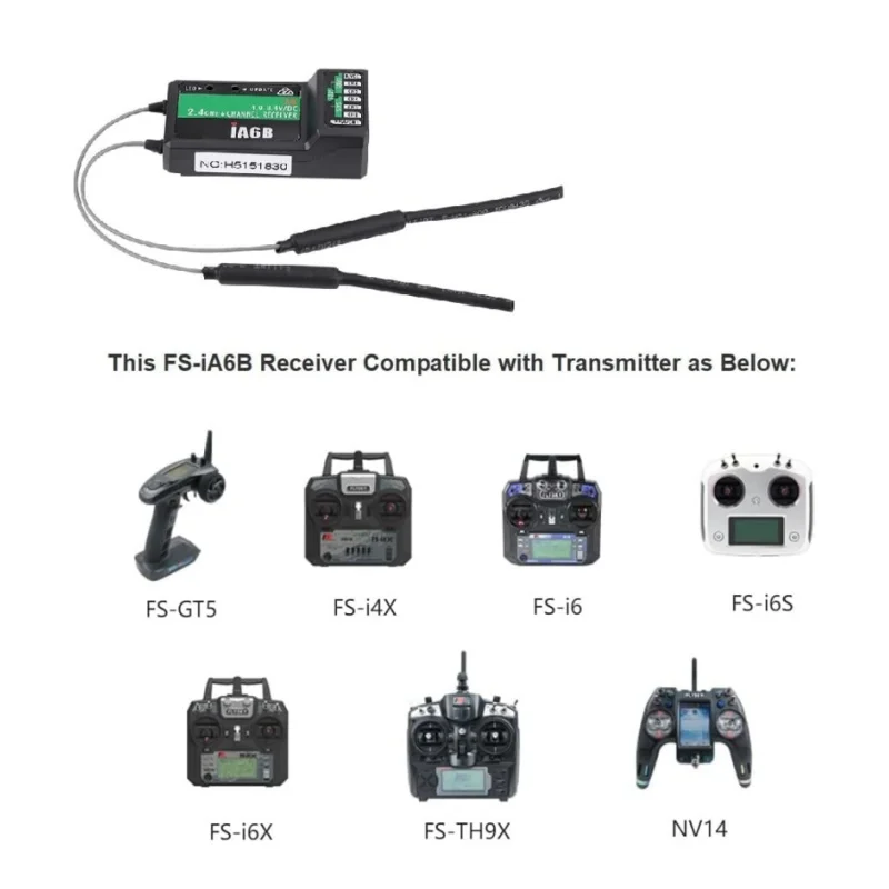 FS Flysky FS-iA6B Receiver 2.4G AFHDS 2A 6 Channels Support PWM PPM iBus Output For FS-i6 FS-i6X FS-i6S FS-i10 Transmitter Radio