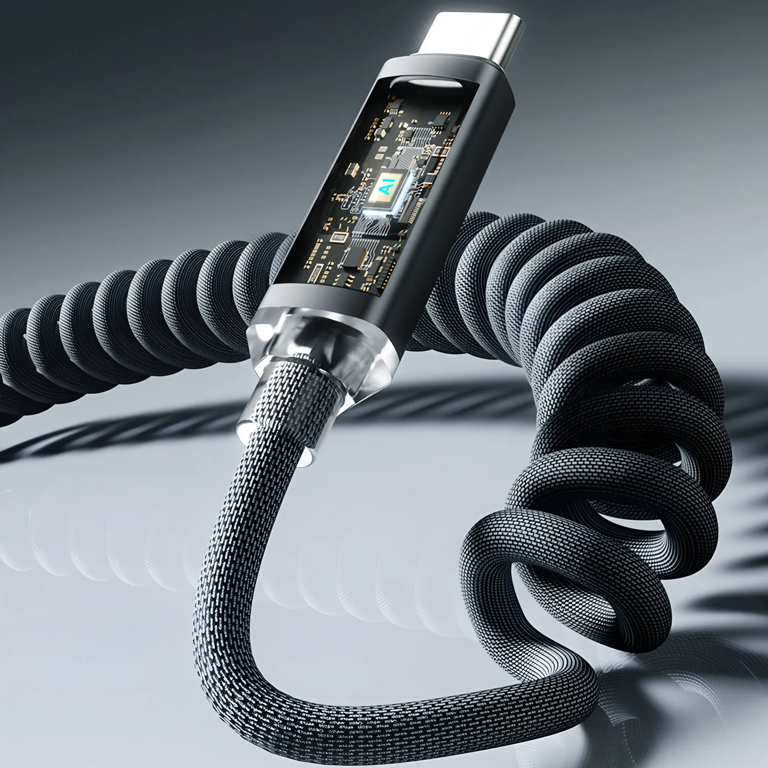 MAX 240W 5A Fast Charging USB Type C to Type C Cable Spring Telescopic for iPhone 15 Samsung Huawei Xiaomi Redmi