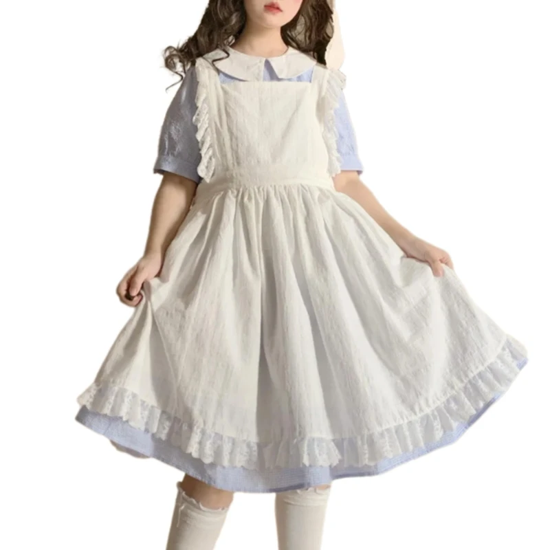 Lovely Maid Apron Dress With Lace Decoration Cotton Skirt Providing A Romance Touch To Your Wardrobe For Various Event