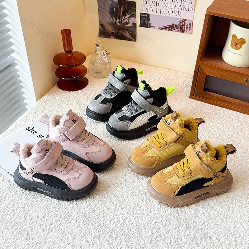 

Детская повседневная спортивная обувь для девочек, зимние кроссовки 2025 года, Нескользящие удобные модные кроссовки, детская уличная хлопковая обувь