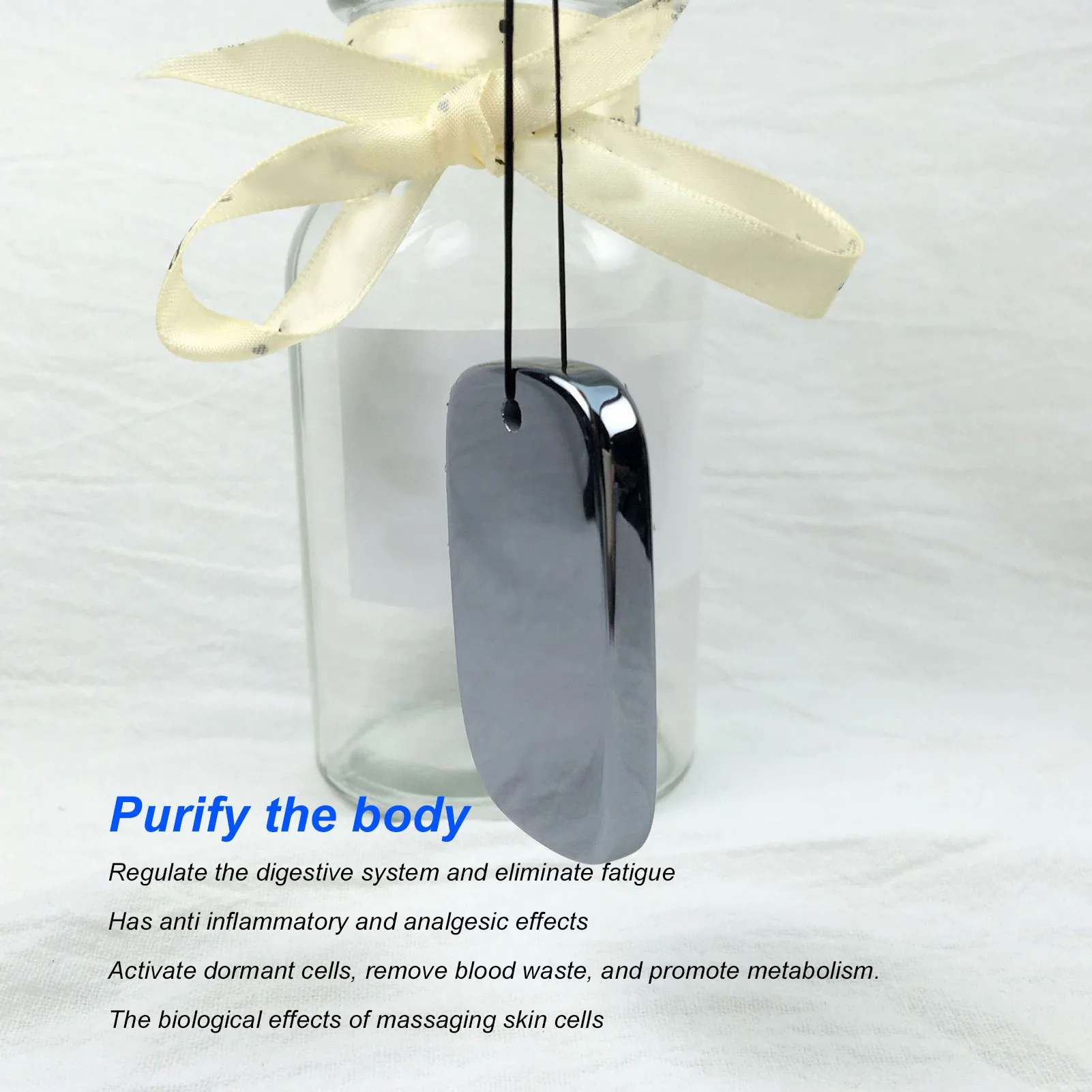 

Terahertz Necklace Pendant Smoothing Surfaces Rectangle Shaped Natural Stone Hanging Ornament with Hole Pendant