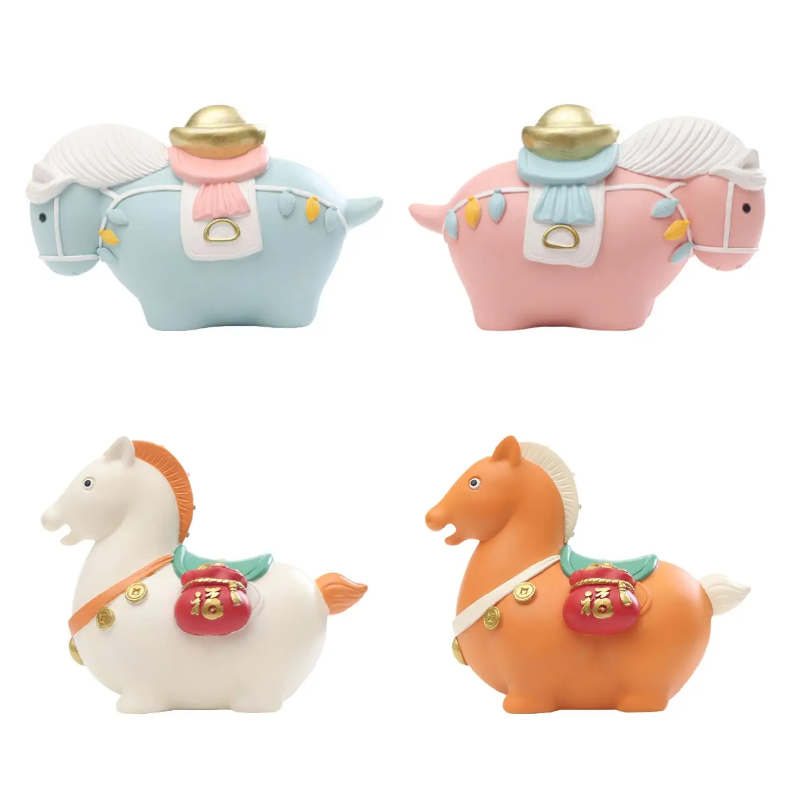 Resin Tang Fat Horse Sculpture Shelf Decoration Adorable Handmade Desktop Statue for Home Office Decor Multipurpose