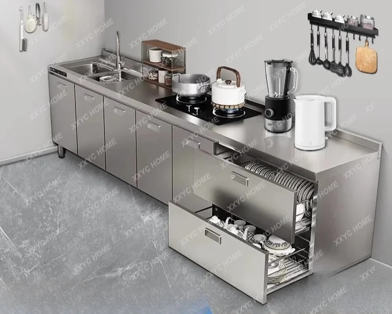 304 integral stainless steel kitchen cabinets household small apartment simple stove integrated storage storage cupboard HZ