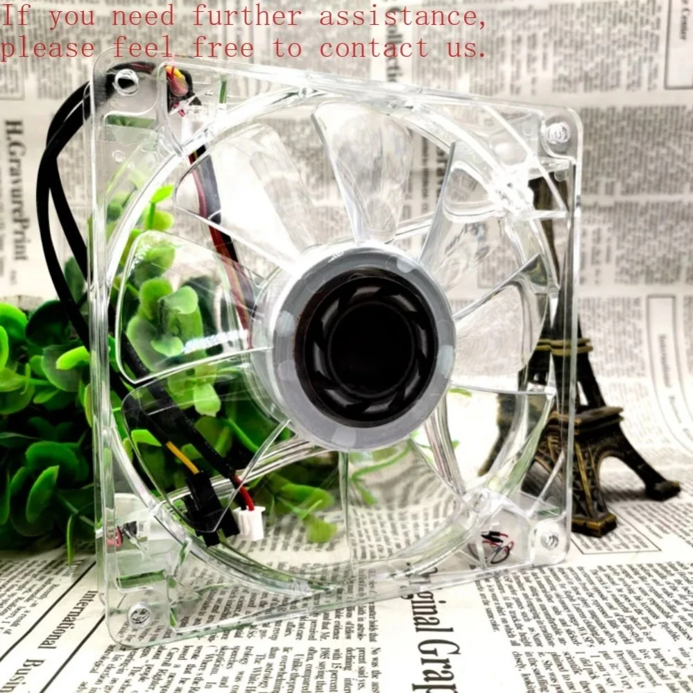 For ADDA ADN512UB-A90LD 13525 DC12V 0.44A Transparent LED Light Cooling Fan (002)