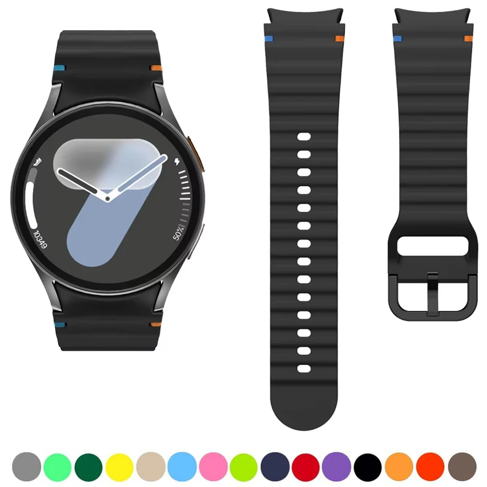 Pulseira de silicone oficial sem lacuna para samsung galaxy watch 7/6/5/4/fe 44mm 40mm pulseira esportiva relógio 6 4 clássico 47mm 43/46mm