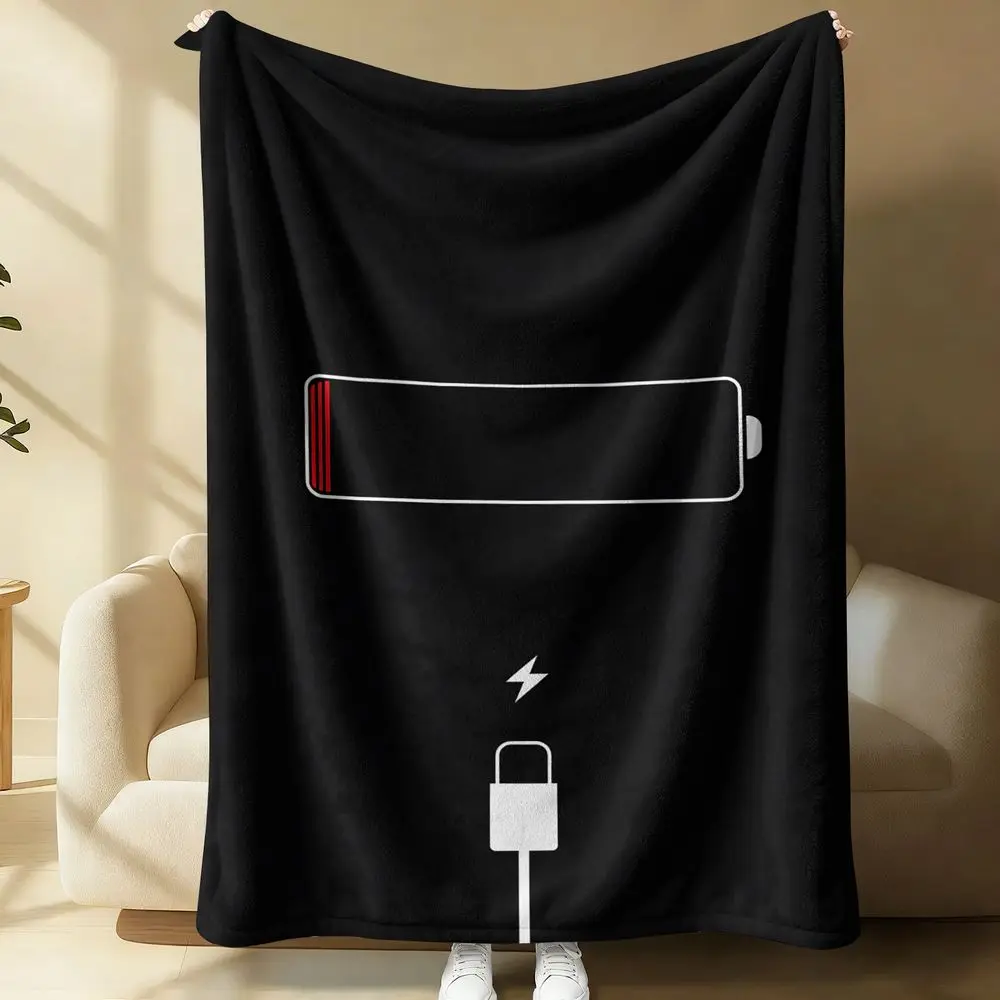 Office Tech For Home - Minimalistyczny koc flanelowy z nadrukiem ikony