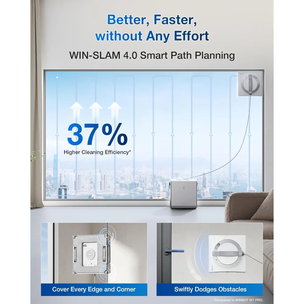 WINBOT W2 PRO Omni Portable Window Cleaning Robot with Multi-Functional Station, Charging While Working, Intelligent Cle image 5