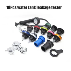 Latest Universal 18pcs Radiator Leak Detector Car Cooling System Tester Auto Repairing Pressure Gauge Kit Car Repairing Tool Por