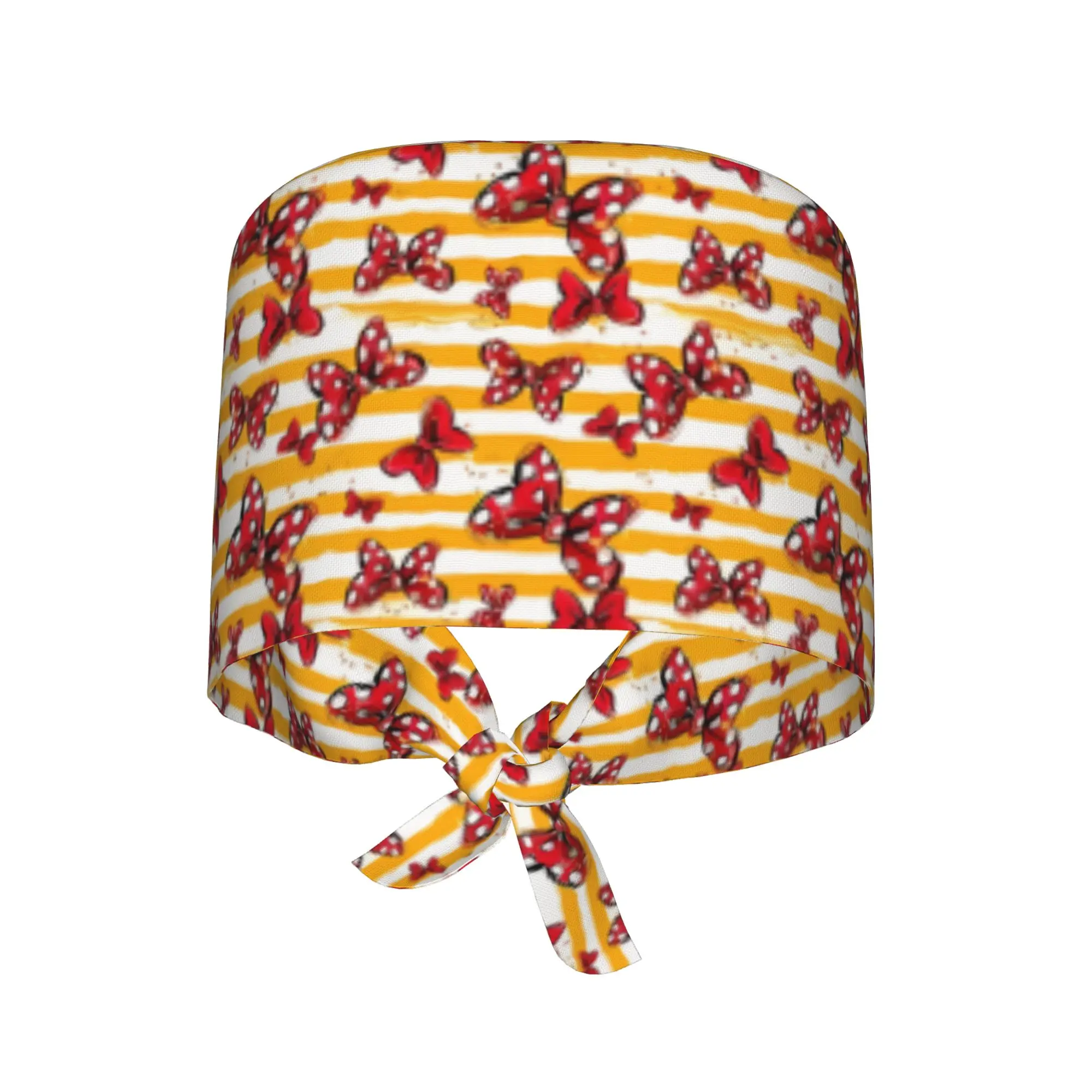 Mouse Bows Yellow Stripes  WorkCap Work Working Cap Adgusted Fashion Printed Multi-Scenario
