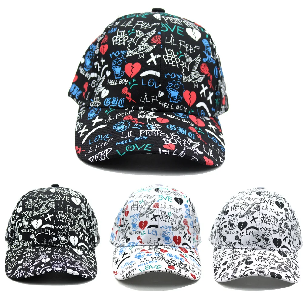 

Lil Peep Sad Face Baseball Hat for Men and Women Outdoor Casual Graffiti Hip Hop Duck Tongue Hat Breathable and Comfortable