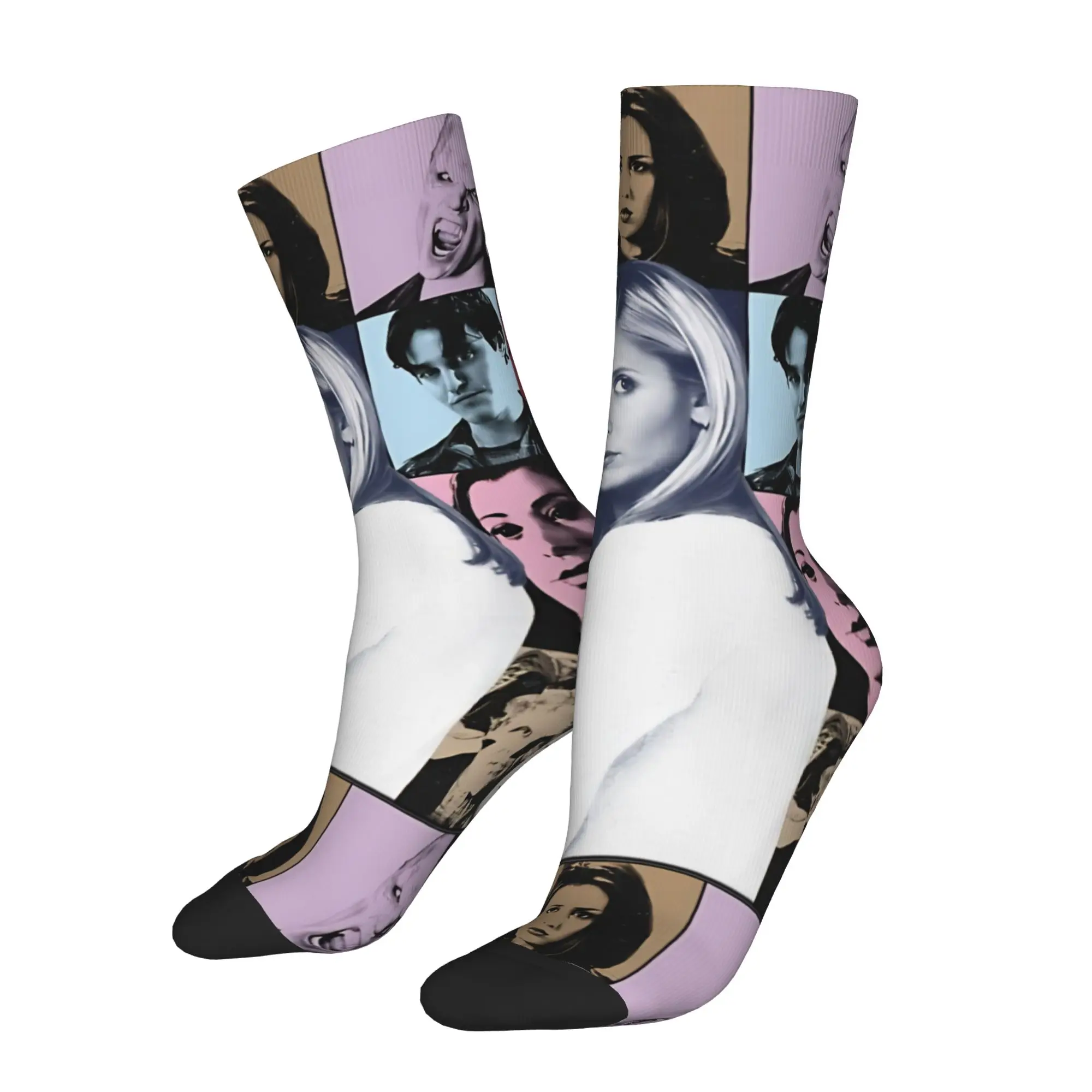 Casual Buffy the Vampire Slayer Football Socks Horror Movie Polyester Crew Socks for Women Men Sweat Absorbing