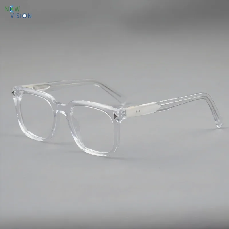 新しいメンズスクエアアセテートメガネフレーム高品質ファッション厚い質感の女性のファッションレトロ近視処方眼鏡