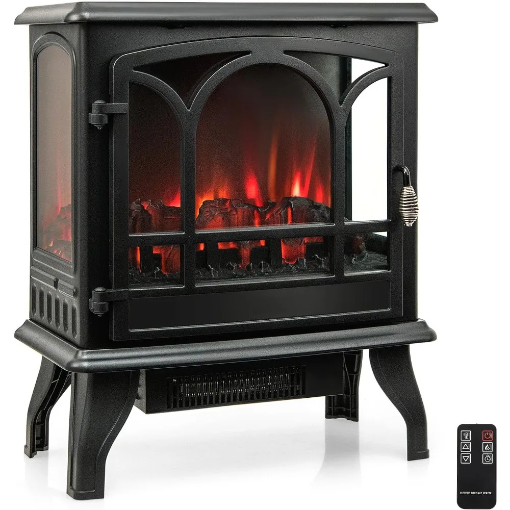 

23” Electric Fireplace Stove, Freestanding Fireplace Heater with 3-Level Dimmable Flame Effect and 6H Timer,Compact Stove Heater