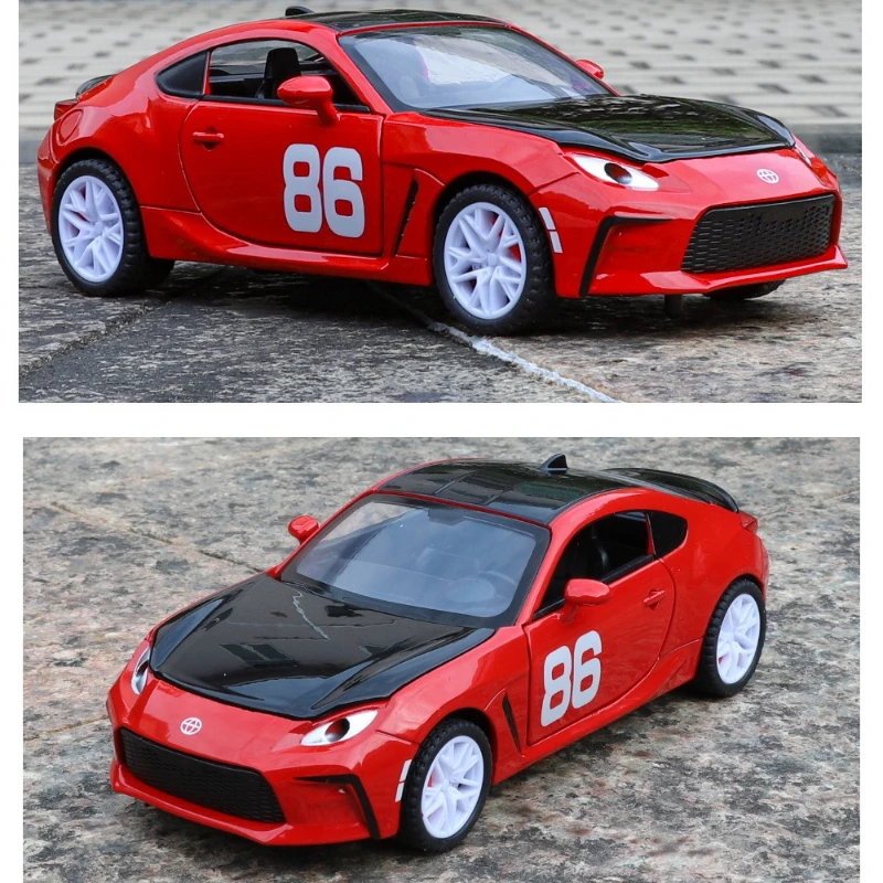 Modelo de coche exquisito de aleación 1:32GR86, coche deportivo con sonido y luz, adorno de modelo de sonido de coche de juguete para niño