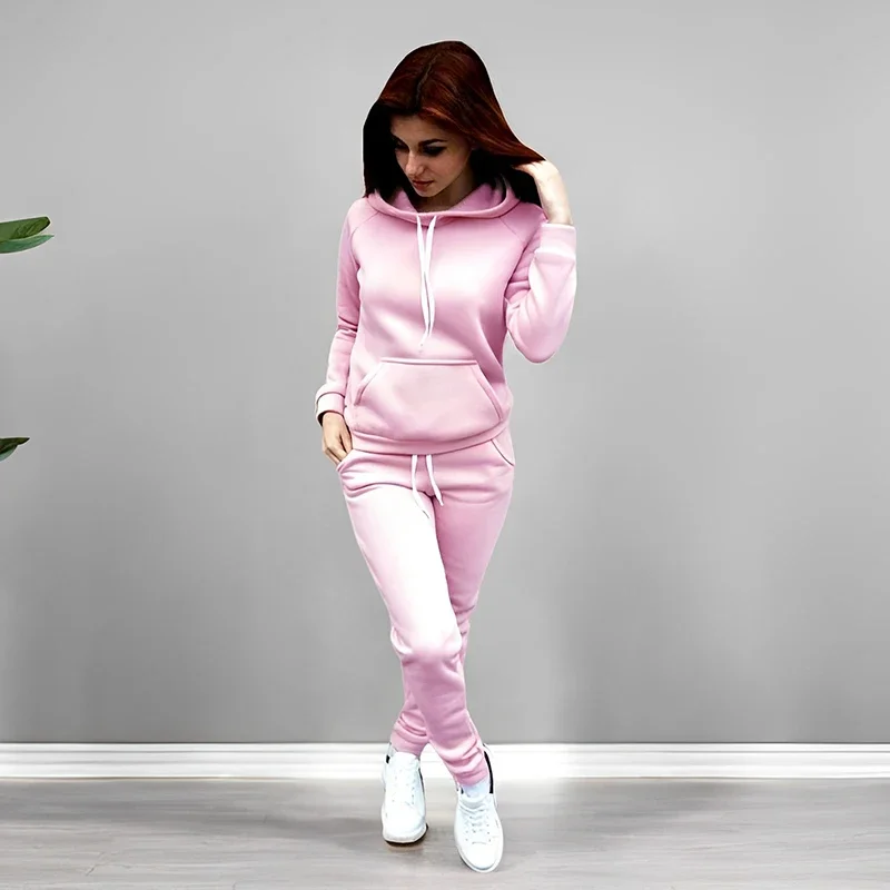 2026 Herbst-Winter Bestseller Damen Jogginganzug Hoodie und Jogginghose Hochwertiger Einfarbiger Trainingsanzug Damen Freizeit-Sportoutfit – Detail 3