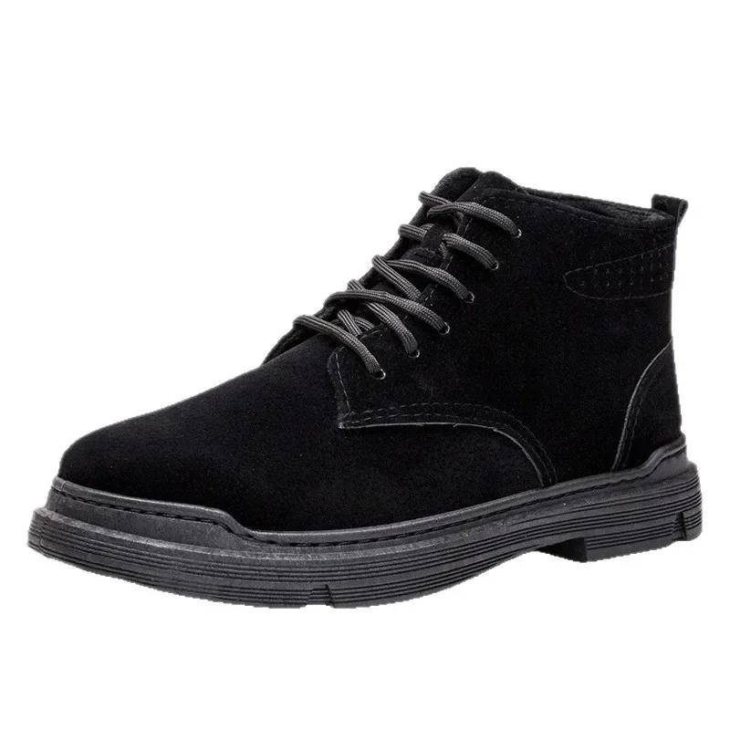 Men's High-top Boots Retro Suede Casual Shoes Classic Lace Up Mens Ankle Boots Plush Warm Winter Boots for Men Botas Para Hombre
