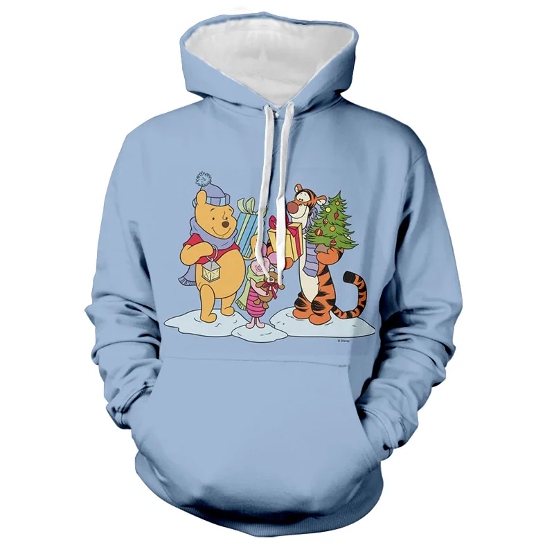 Christmas Collection Hoodie Men\'s Fall Long Sleeve Disney Branded Winnie the Pooh, Goofy and Mickey 3D Printed Casual Sweatshirt