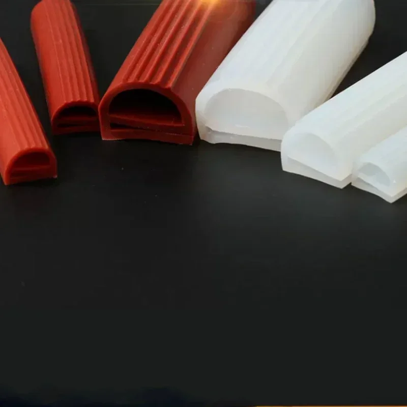 Silicone E Type Strip for Door Oven, Freezer Steaming Machine, VMQ Sealing Bar, Red and White, High Quality, 1Meter