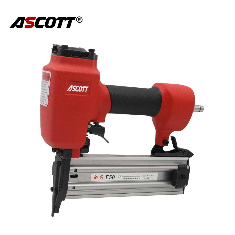 Ascott 18Ga Brad Nailer F50 Pneumatic Finish Nail Gun Accepts 5/8-inch to 2-Inch T-type Nail for Furniture Frame Upholstery Tool