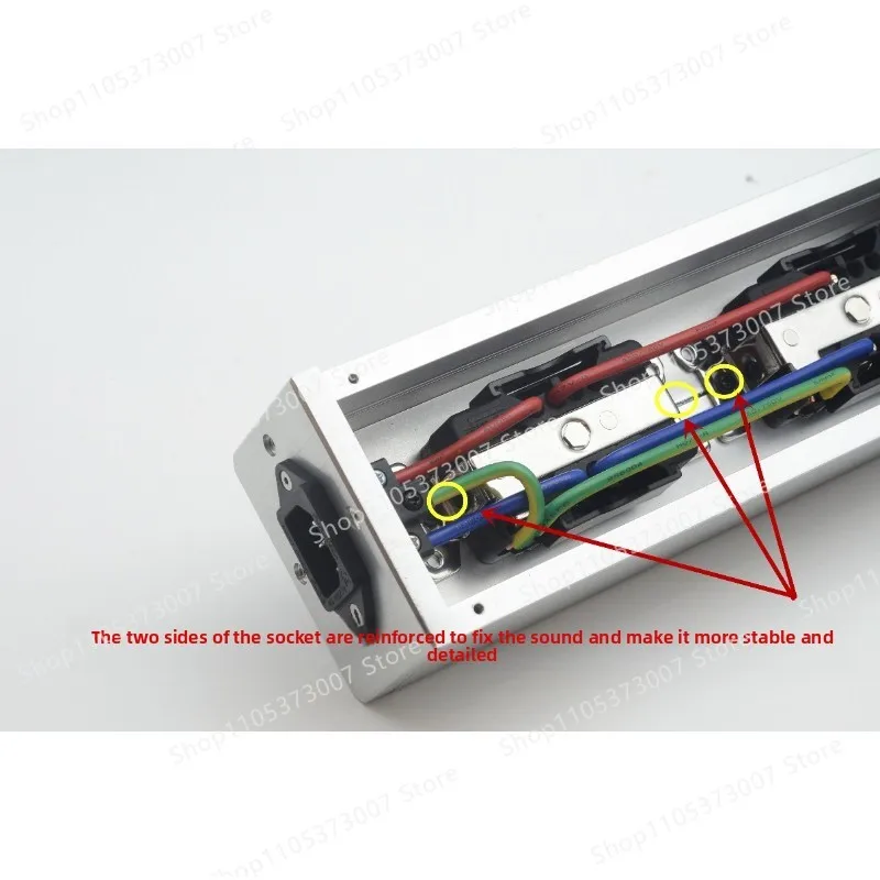 extra-thick american standard aluminum alloy plug strip, 10mm thick brushed 2-6 slots, aluminum lock head "direct wire entry"