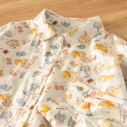 Harajuku fashion cotton cartoon animals printed shirts and blouses for women cute clothes Japan style autumn long sleeve tops