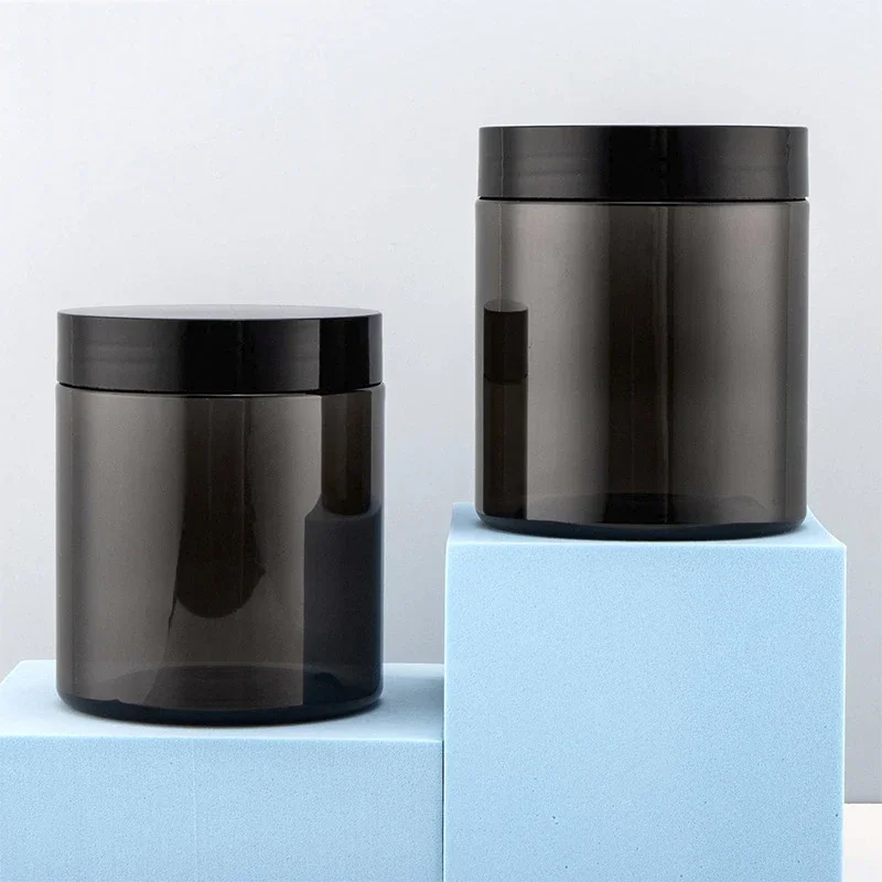 12Pcs 250ml Black Makeup Container Travel Refillable Bottles Cosmetic Jars With Lid Pill Cream Sample Pot Skincare Tools