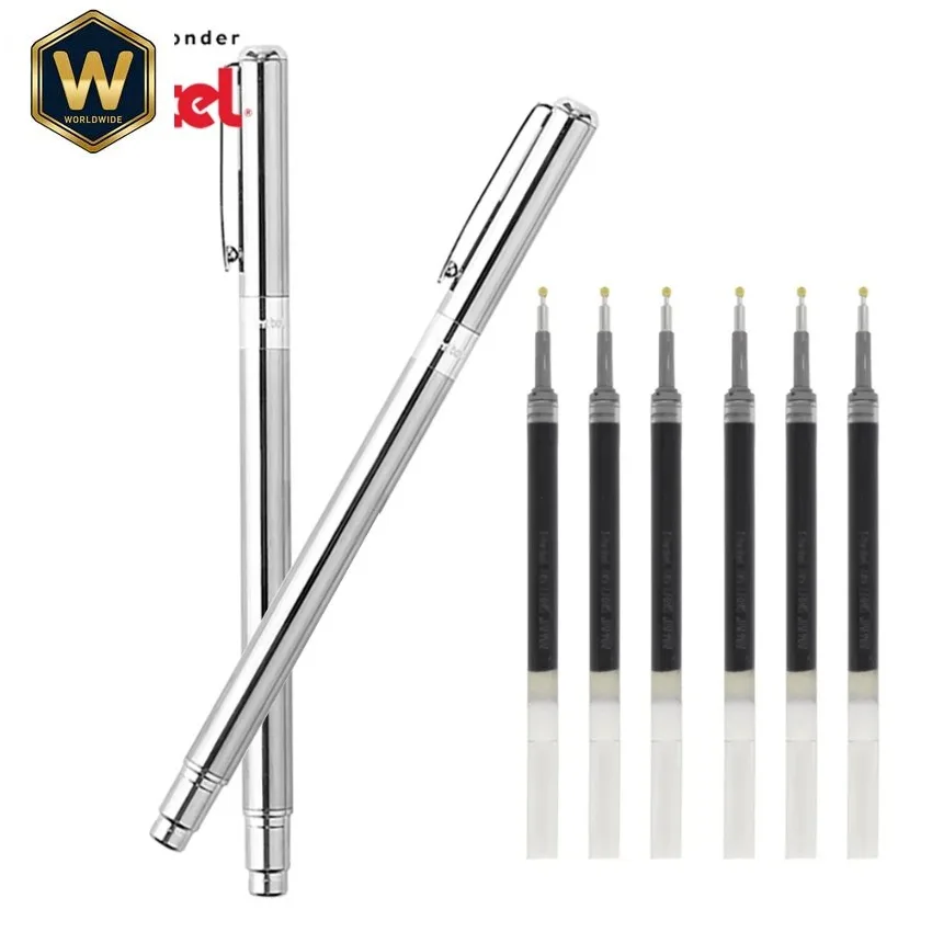 

Японская гелевая ручка Pentel BL625, 0.5 мм, черные чернила, металлический корпус, мини-ручка для подписи, быстросохнущая, для бизнеса и офиса