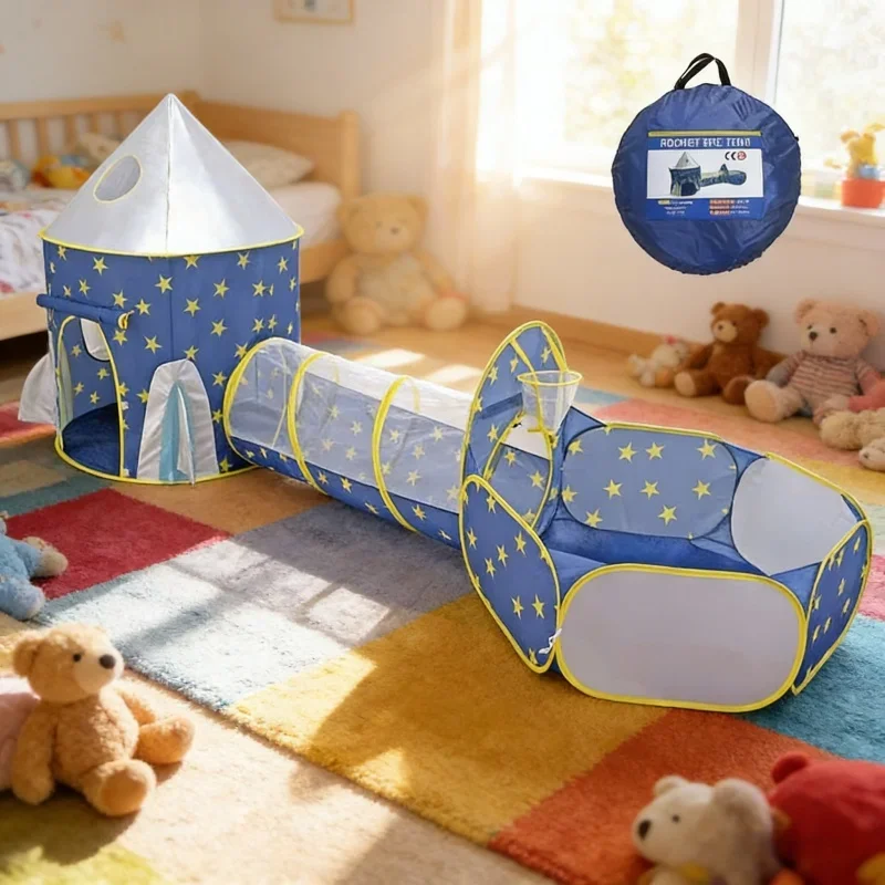 3-in-1 baby binnen oceaanballen droog zwembad kinderen ruimtecapsule speelgoed tenten tunnel peuter speeltuin opvouwbare speelbox cadeau