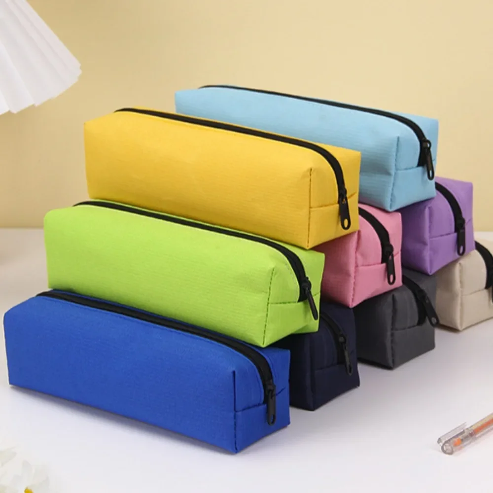 1PC Solid Color Pencil Bags Simple Zipper Kawai Pencil Case Mini Pen Bags For School Office Supplies Pencil Pouch Bags