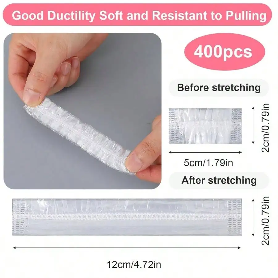 400 قطعة من أغطية الأذن للاستعمال مرة واحدة: مقاومة للماء، للاستحمام والصباغة والسباحة والسبا والاستخدام في الفنادق