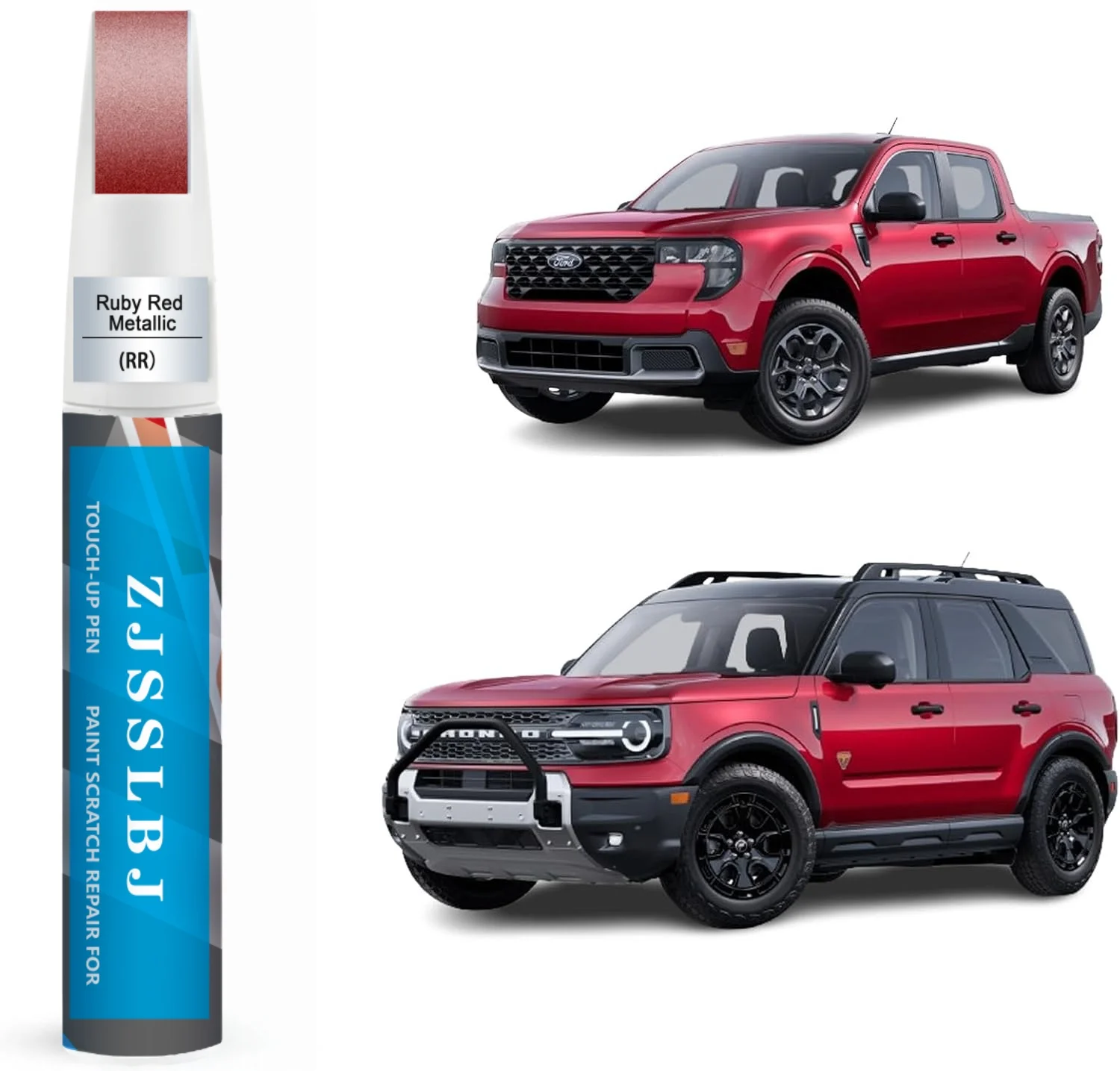 Car Touch Up Paint(Ruby Red Metallic Tinted Clearcoat(RR)) for Ford, Car Paint Scratch Repair Kit, Quick & Easy Solution to Repa