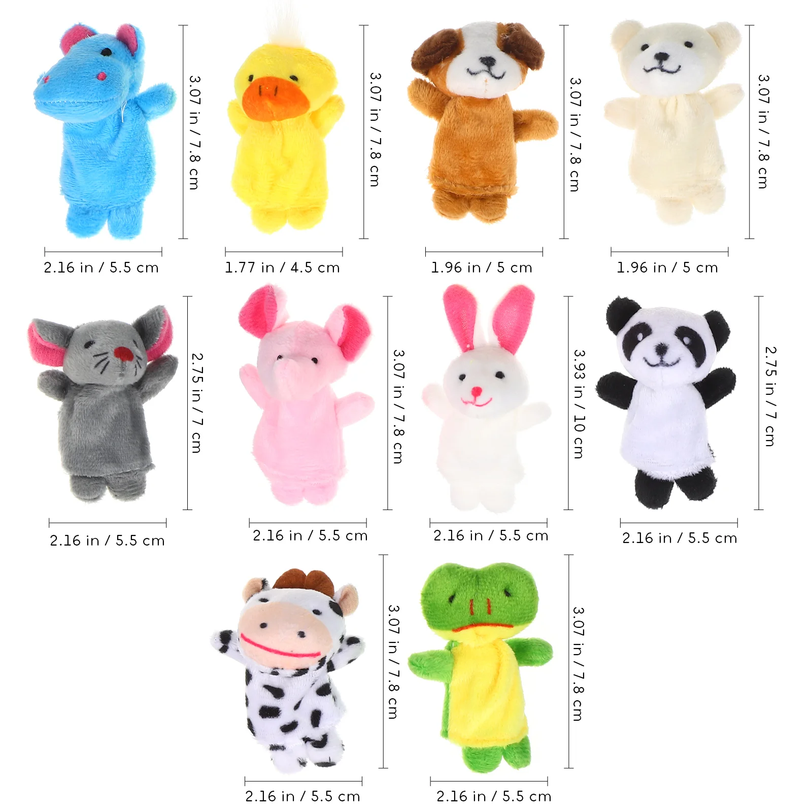 10 Pcs Mini Plush Figures Finger Puppet Bath Toys Hand Dolls Farm Animal Child for Kids