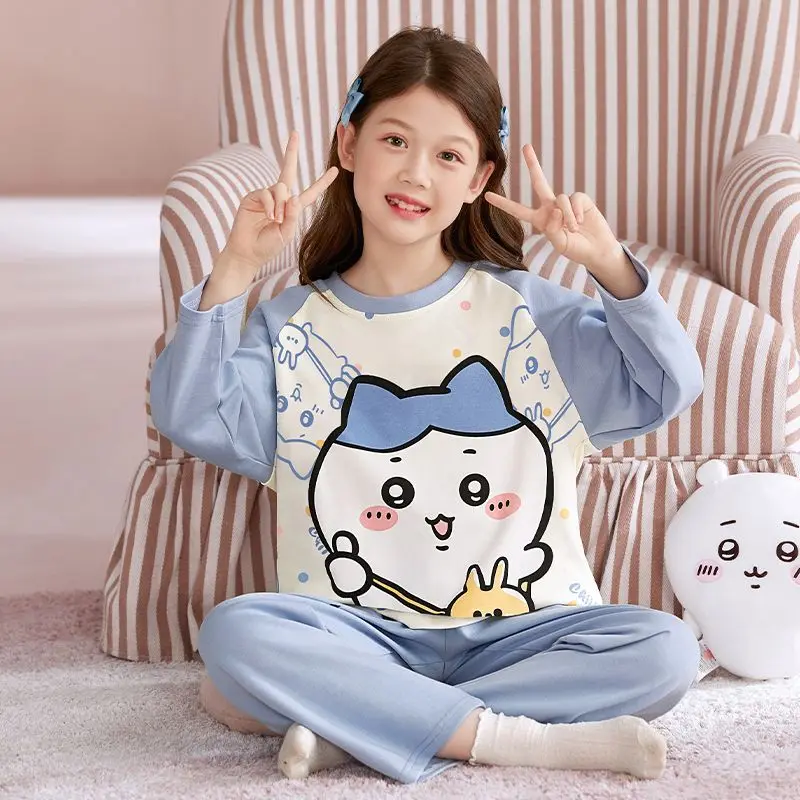 Cartoon Kawaii Teenager Girl Pajamas Long Sleeves Spring Autumn Simple Homewear Soft Fabric Comfortable Skin-friendly Chiikawa