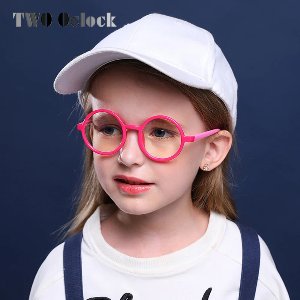 Ultra-light Flexible Kids Glasses Frame Round Eyeglass Frame Girl Boy Child Optic Frames Anti Blue Light Glasses specs