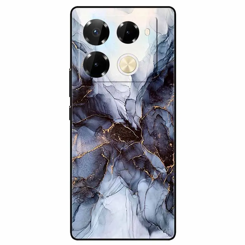 Phone Cover for Infinix Note 40 Pro Case Fashion Marble Soft TPU Silicon Black Funda for Infinix Note 40 Pro 4G Protector Capas