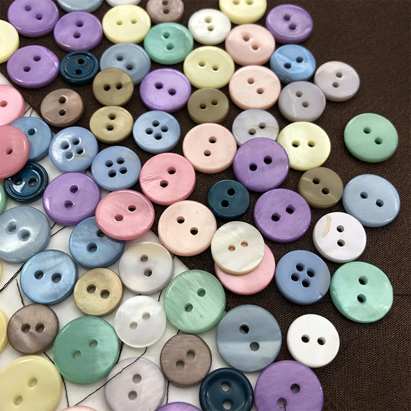 10pcs 9-12.5mm Natural Shell Sewing Buttons Colorful Round 2 Hole Button for Scrapbooking DIY Crafts Shirt Cardigan Accessories